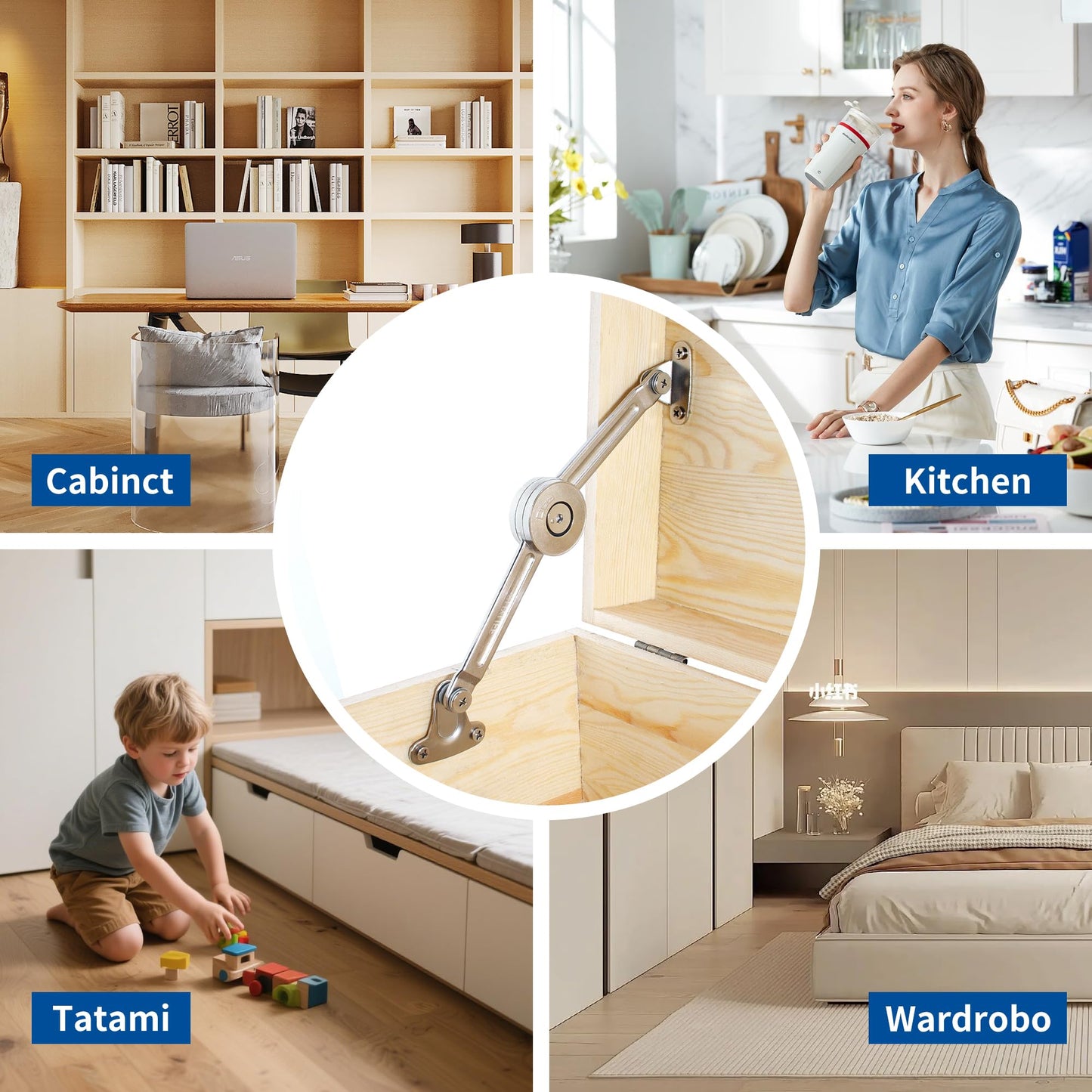 Heavy Duty Chest Hinges and Lid Support Soft Close for Toy Box for Cabinet Kitchen Wardrode Toy Chamber 2 Pack