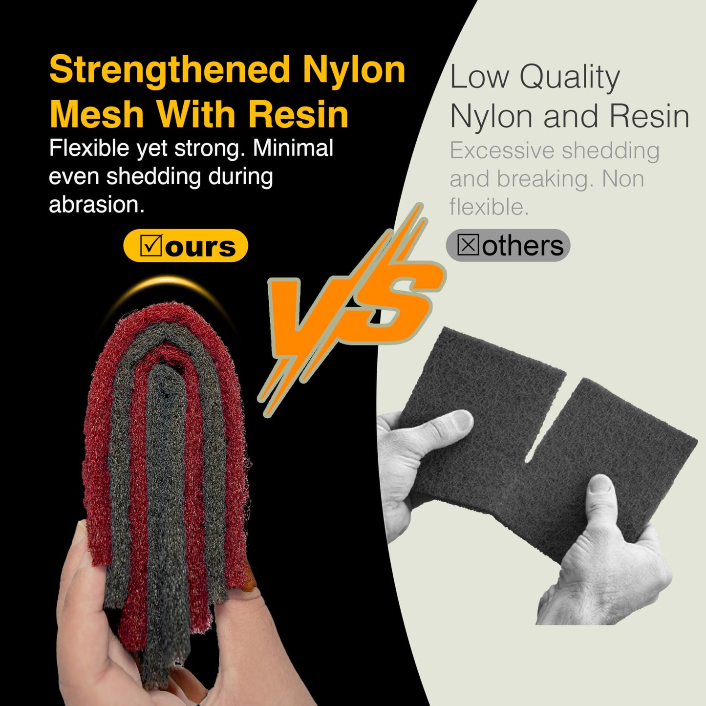 MeshMight 12-Pack 6"x9" Non-Woven Scuff Pads Multi Pack- Aluminum Oxide Abrasive for Scouring, Sanding, Paint Primer Prep - Automotive, Auto Body, Woodworking, Surface Preparation (Multi)