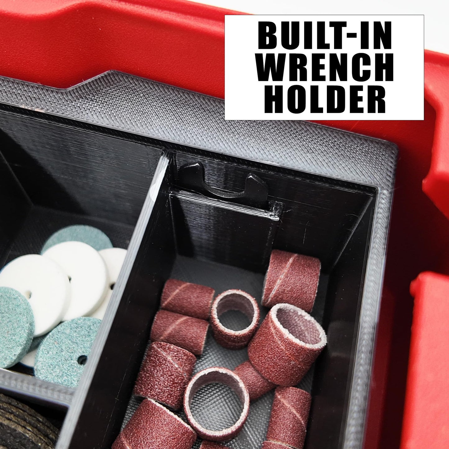 M12 Rotary Packout Organizer with Drawer and Bit Storage for Milwaukee Packout Compact Tool Box- Battery, bits, and Blade Storage- Liner Only