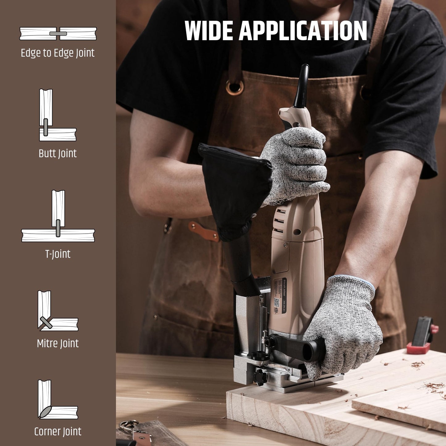 WOODSTARTER Biscuit Cutter Plate Joiner with 8.5Amp12000RPM Motor, Biscuit joiner Tool with Dust Bag & 100 Biscuits, Adjustable Angle & Depth, Ideal for Wood Joinery, Furniture Making