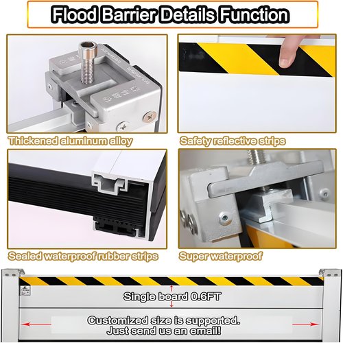 Flood Barriers for Home Exterior - Aluminum Alloy Outdoor Garage Doors Water Barriers for Flooding,H15.7 Inch/L3FT