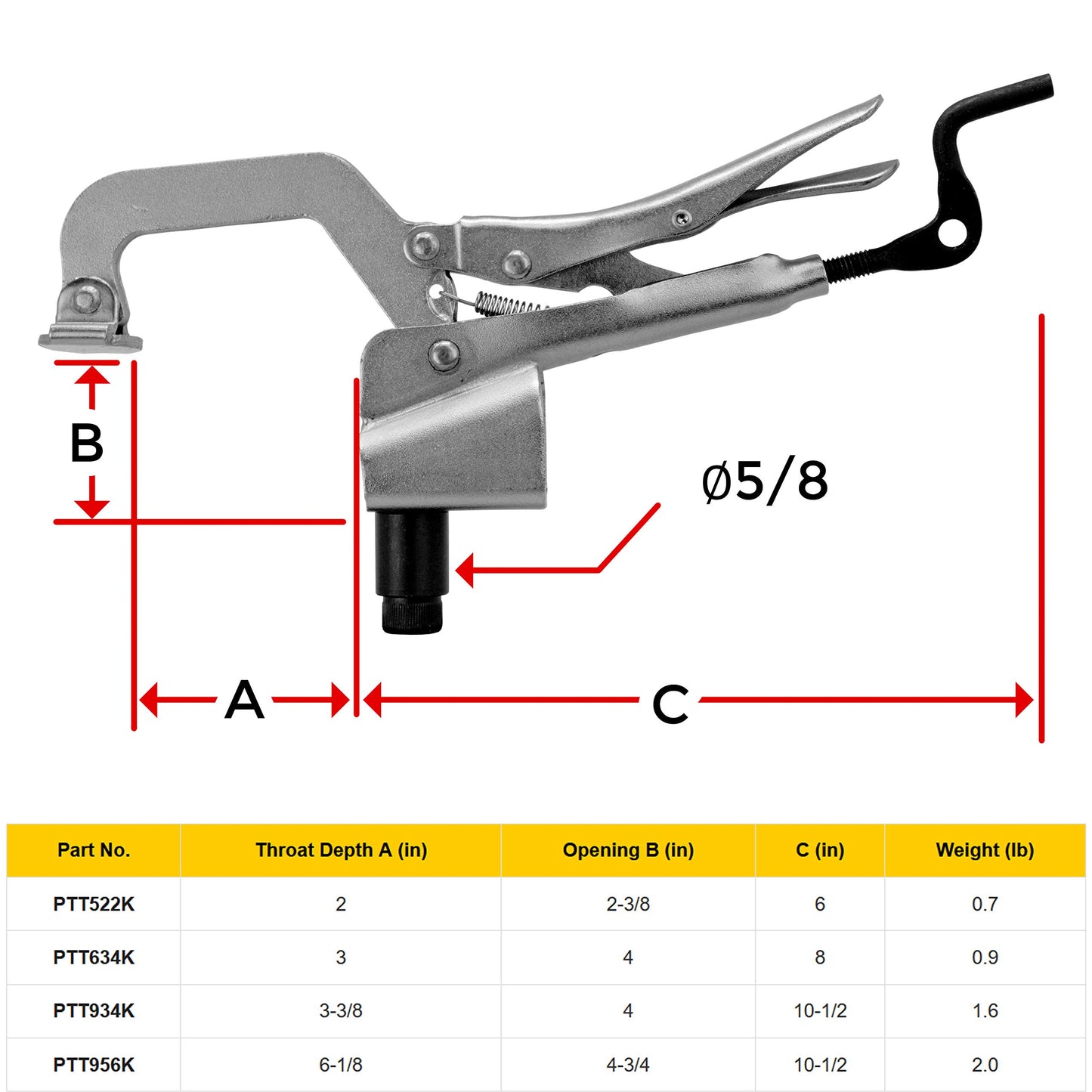 BuildPro PTT956K Inserta Plier, Table Mount Clamp, Rear Crank Handle, 5/8" Insert Diameter, 6-1/8" Throat Depth