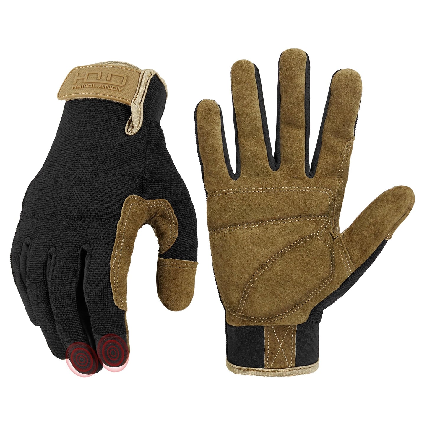 HANDLANDY Work Gloves for Men & Women, Flexible Breathable Gardening Gloves for Yard Maintenance, Leather Utility Mechanic Working Gloves Touch Screen (2X-Large, 1 Pair)
