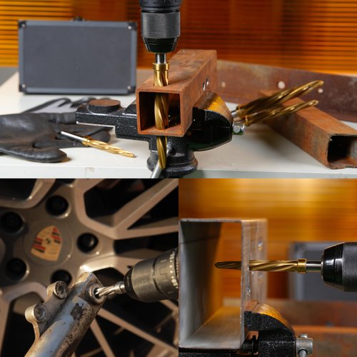Jerax tools 4pcs Bridge/Construction Reamer Set, 3/8", 1/2", 5/8", 3/4”, M2 HSS Taper Chucking Reamer Drill Bit for Steel Alloy Aluminum Metal Wood Plastic, 3/8" or 1/2" Shank, to Enlarge/Align Holes