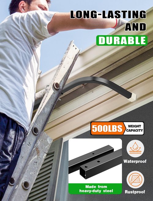 SMOQIO Ladder Stabilizer, Adjustable Ladder Standoff, Ladder Stabilizer for Roof Gutter Cleaning, Ladder Gutter Guard Accessories with White Anti-Slip Silicone Pad to Protect Wall