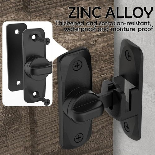 PASDUCHAS 2 PCS Thickened 90/180 Degree Sliding Barn Door Lock, Black Heavy Duty Double Door Latch for Screen Pocket