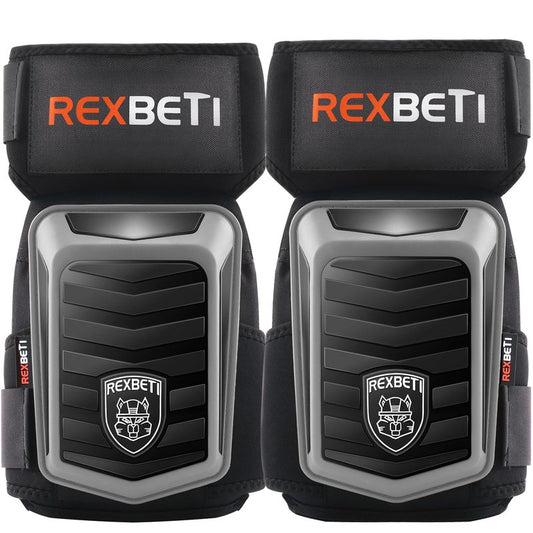 REXBETI New Upgraded Knee Pads for Work, Construction Knee Pads for Men, Heavy Duty Comfortable Anti-Slip Foam Gel Knee Pads for Gardening Flooring and Cleaning, Extra 4 Extension Straps, Gray