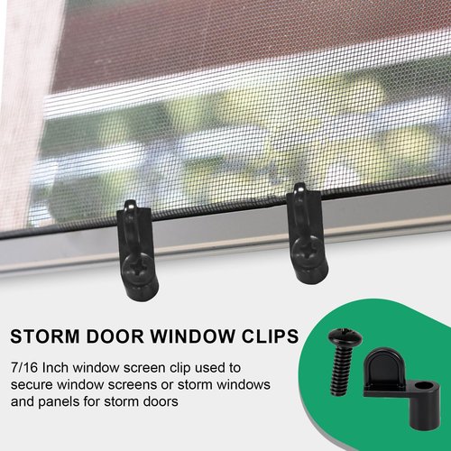 7/16 Inch Screen Door Clips, 12 Pack Window Screen Clip for Storm Panels, Storm Door Glass Retainer Clips, Window Screen Fasteners, Metal Security Hardware Screen Clips to Hold The Screen in Window