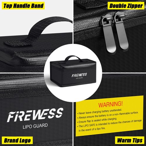 2pack Lipo Battery Safe Bag, Fireproof Explosionproof Safe Pouch, Large Capacity Battery Guard for Charge and Storage