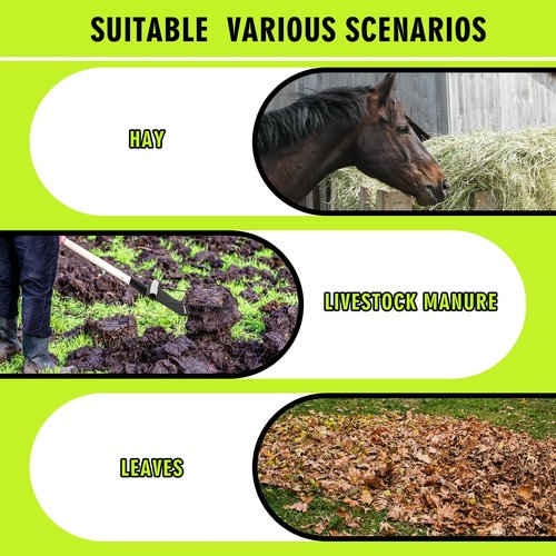 Tandefio 2 Pcs Metal Fork Head Manure Pitch Fork Replacement Head Horse Rake Bulk with Angled Tines for Horse Stall Picking up Manure Garden Animal Husbandry (Black)