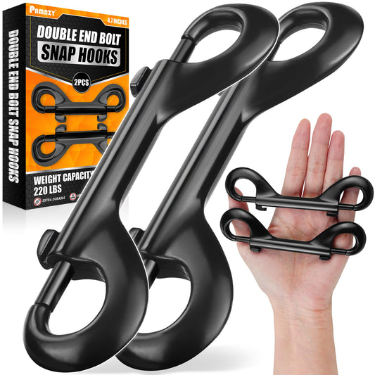[Extra Durable] 4.7” Double Ended Bolt Snaps Hooks 220LBS Weight Capacity, Heavy-Duty & Rust-Resistant Zinc Alloy Double Sided Clips, Best for Dog Leashes, Awnings, Sports Equipment, Boating (2 Pack)