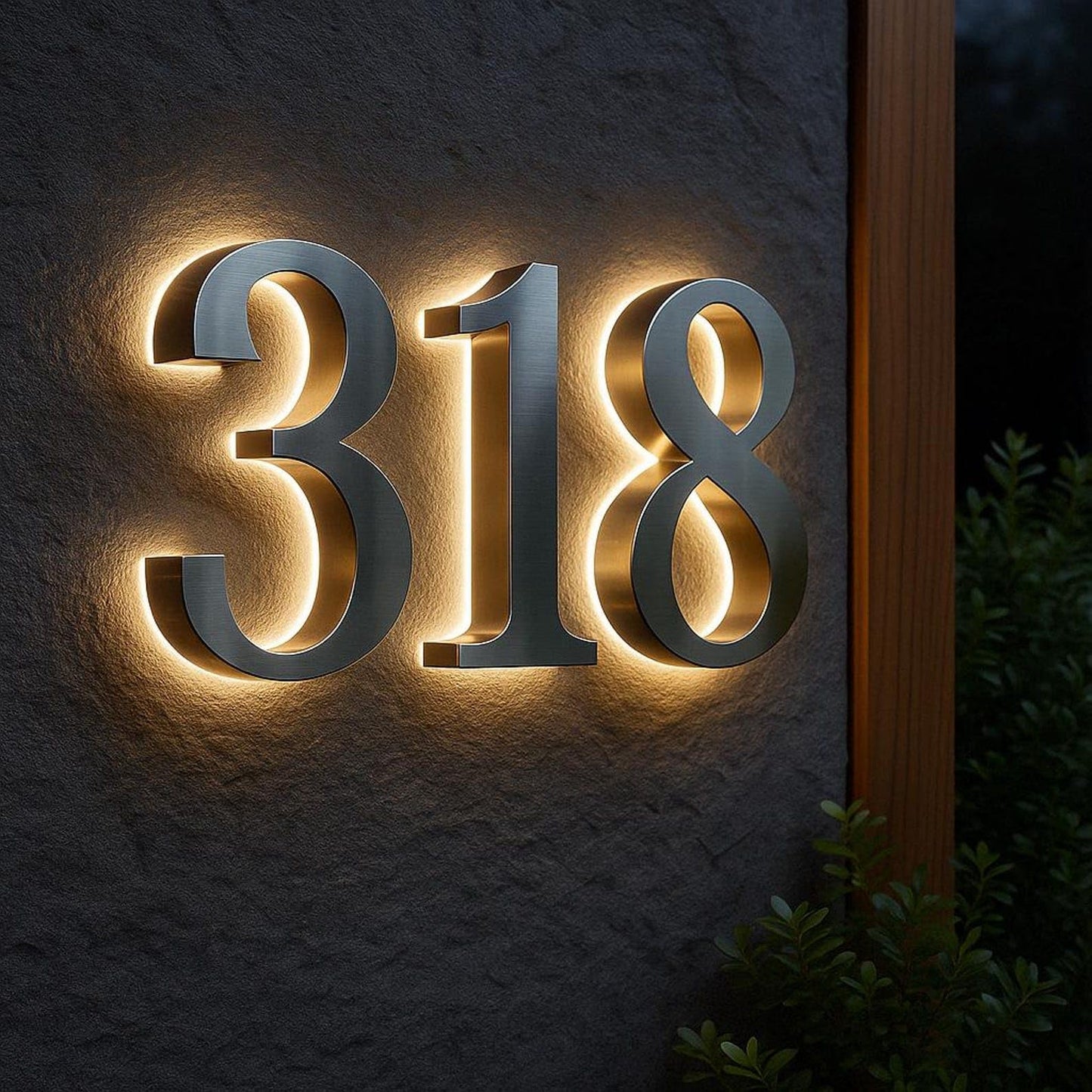 Custom Solar House Numbers for Outside,LED-Illuminated Custom Address Sign,Stainless Steel Waterproof Nameplate, Personalized Letters & Numbers, Premium Outdoor House Sign