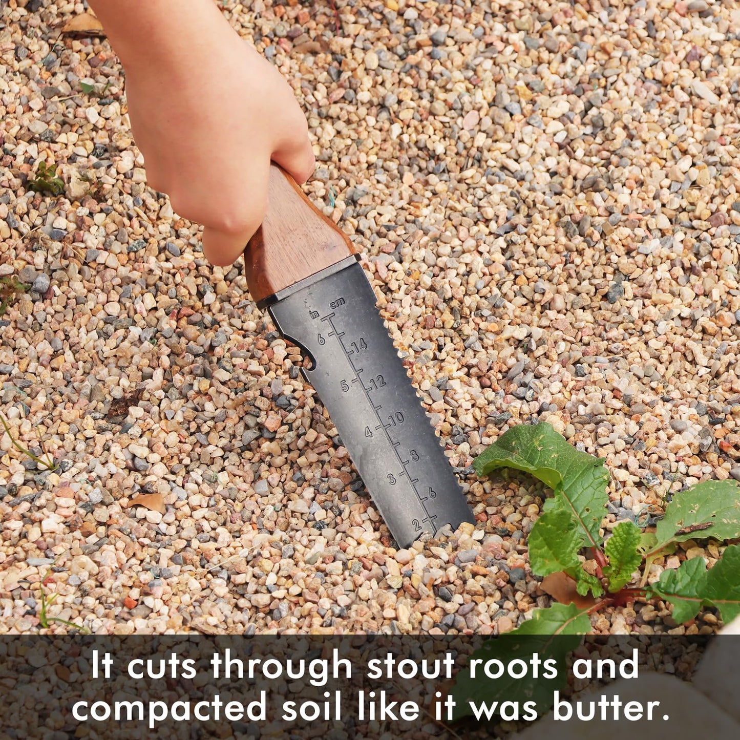 Restmo Professional Hori Hori Garden Knife with Sheath, Heavy Duty High-Strength Stainless Steel Dual-Edge with Depth Gauge, Full-Tang Design & Ergonomic Walnut Handle for Gardening & Farming