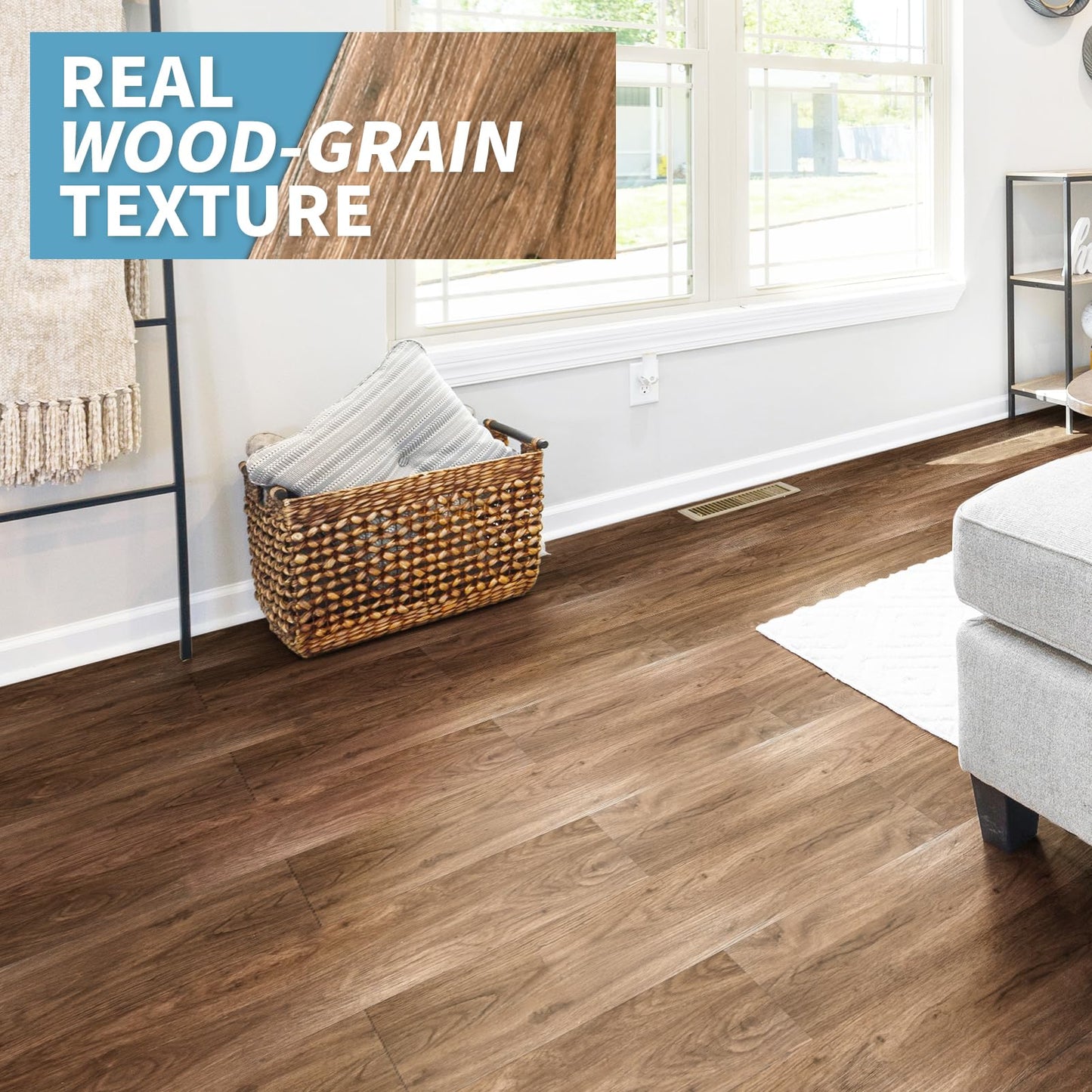 Art3d 36-Pack 54 Sq.ft Peel and Stick Floor Tiles Vinyl Plank Flooring Wood Look, Adhesive and Waterproof Tile Sticker for Bedroom, Living Room, Kitchen, RV in Rosewood