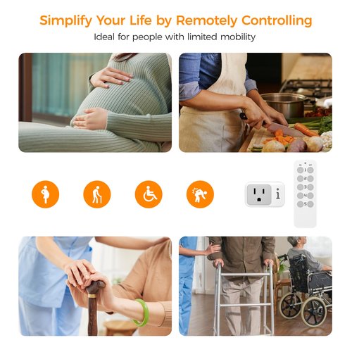 Wireless Remote Control Outlet, TESSAN Electrical Wall Plug with ON/Off Light Switch for Indoor String Lights, Lamps, Home Appliances, 100ft Range (2 Remotes + 5 Outlets)