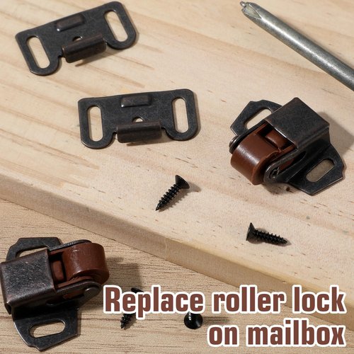 2Pack Mailbox Replacement Roller Catch Latch, Hardware Roller Wheel Spring Cabinet Furniture Closet Door Catch Latch with Screws for Cabinet Doors RV Latches Camper Kitchen