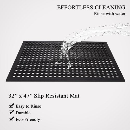 A1HC New All Purpose Anti Fatigue Versatile Rubber Floor Mat with Drain Holes – Perfect as Workplace Mat, Restaurant Kitchen Mat, Bar Area Mat, Commercial, Industrial Anti Fatigue Mat 32x47 Inches