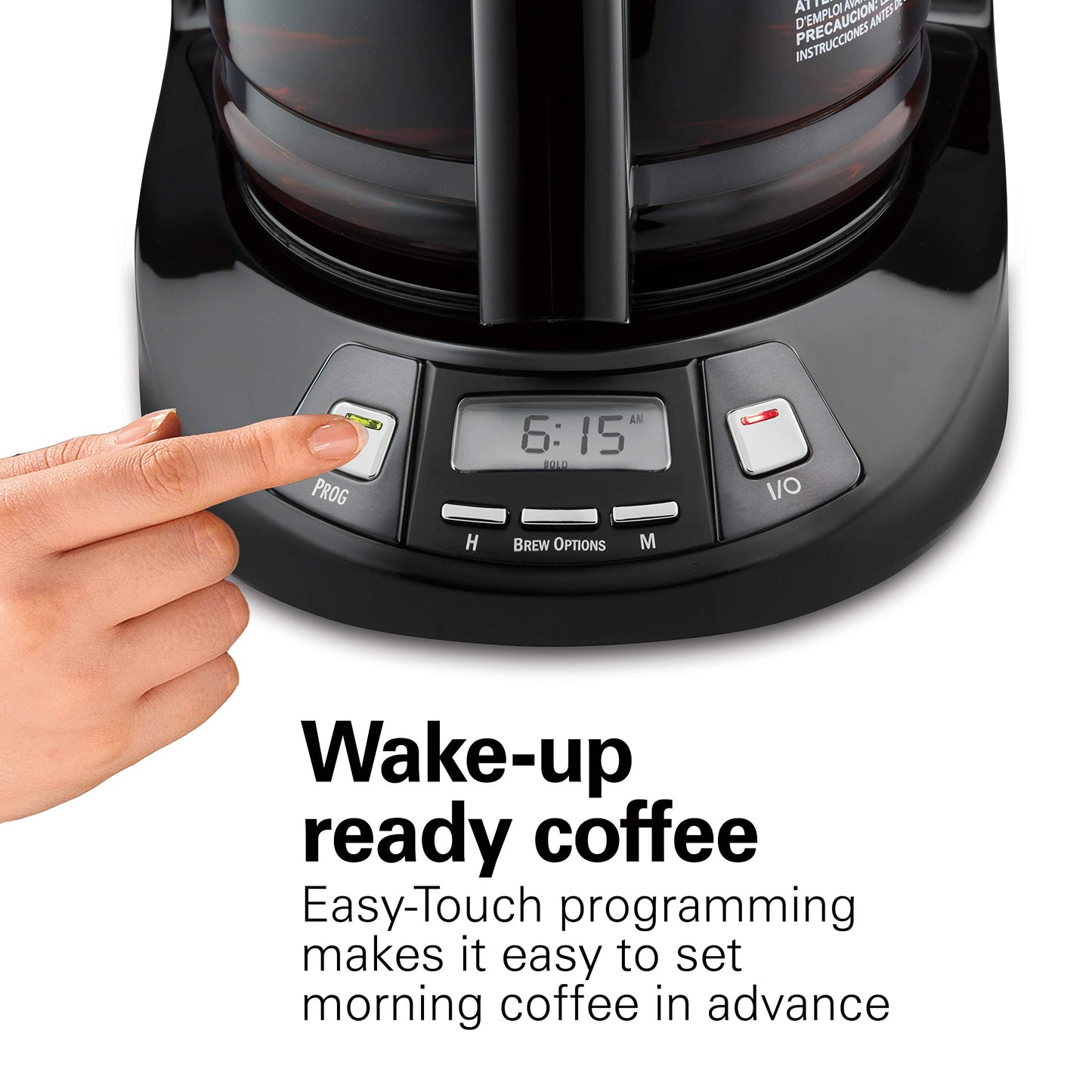 Hamilton Beach 12 Cup Programmable Drip Coffee Maker Machine, Regular & Bold Brew Options, Auto Pause and Pour, Glass Carafe, Black Stainless (46293J)