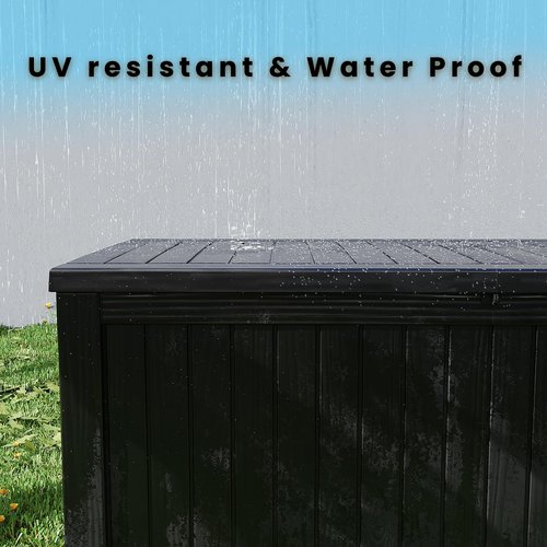 Decksplore 200 Gallon Outdoor Storage Box Waterproof Lockable Resin Deck Box Large, Patio Storage Bin for Pool Accessories Cushion Furniture, Garden Tools, UV-Resistant Outside Delivery Black