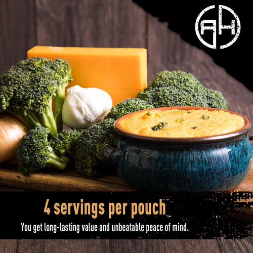 Ready Hour Cheesy Broccoli & Rice Soup Case Pack – Freeze-Dried Soup, Emergency Food, Long-Term Storage, Instant Survival Meals, Prepper Pantry, Prepared Meals, Ready to Eat – 24 Servings (6 Pouches)