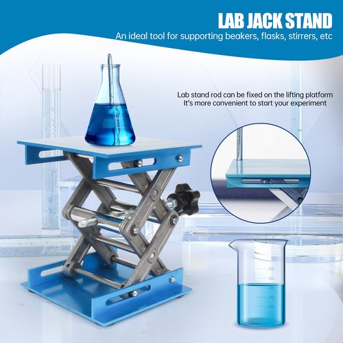 XUNKUANER Lab Jack, 7.87x7.87 inch Aluminum Oxide Lifting Platform Lab Lifter Stand Table Scientific Laboratory Scissor Jack, Vertical Lift Range 80 to 355mm (20x20cm/7.87''x7.87'')