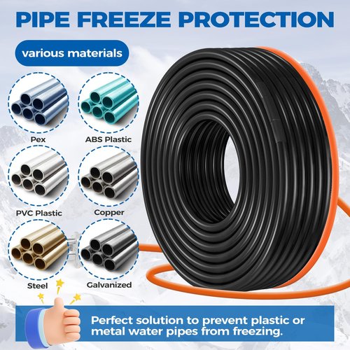JDZKOMKE 8W/FT 120V Pipe Heat Tape 30FT (3FT-200FT) - Freeze Protection Heating Cable for Metal/Plastic Water Pipes, Maintains Flow at -40°F