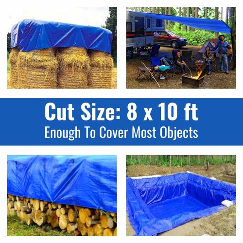 Tarpuglider Blue Tarp Pack of 4 Tarps Heavy Duty waterproof 8x10 Large Multipurpose Poly Outdoor Tarps Cover 5 Mil Thickness Blue Tarpaulin Reinforced Rip Resistant Rubber Edges With Aluminum Grommets