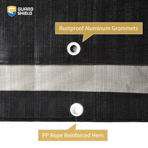 GUARD SHIELD Super Heavy Duty Black/Silver Ploy Tarp Cover 20x20 Feet Waterproof Tarps 16mil Thick UV and Tear Resistant Tarpualin