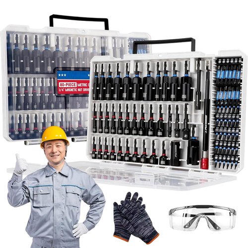 Allalonga 80 Piece Magnetic Impact Nut Driver Set, 46-Piece Magnetic Impact Nut Driver Set, with Socket Adapters, Bit Holder, Wing Nuts Drivers, Universal Sockets, Quick Release Extension (46pcs)