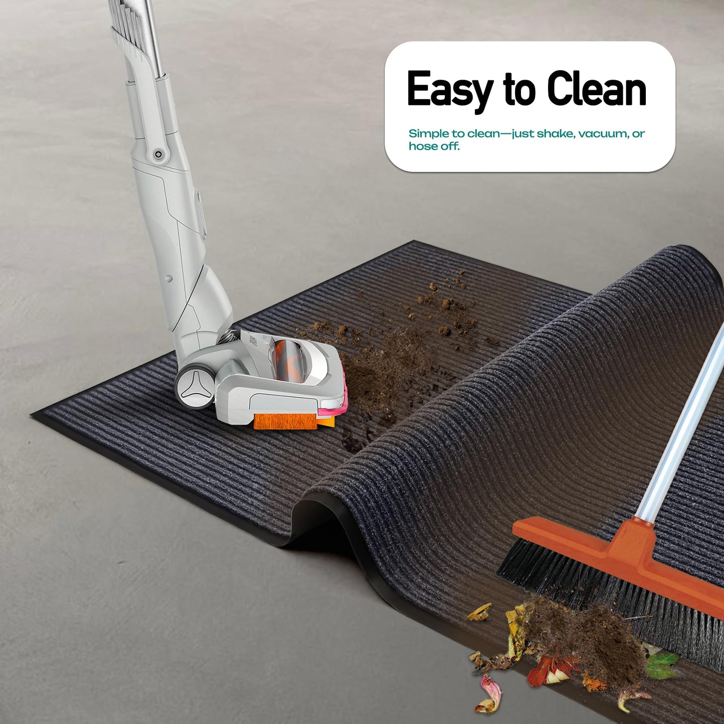 MaxMat® Extra Large Commercial Floor Mat, 3 x 5 Feet Rubber Border Heavy Duty Door Mat, Waterproof, Low-Profile, Easy to Clean, Rubber Entry Mat (Charcoal Grey)