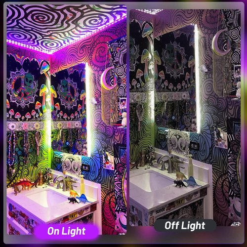 33Ft Black Light Strip, USB & Battery Operated Black Lights for Glow Party, Blacklight Strip lights for Halloween Decoration Room Decor Glass Cabinet Case Display Fluorescent Paint(4Pack*8.2ft)