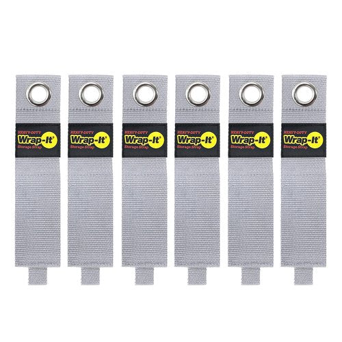 Heavy-Duty Wrap-It Storage Straps - 17" (6-Pack) Silver - Garage Organizer and Extension Cord Hanger for Storage Ideas as an Electric Cord Holder
