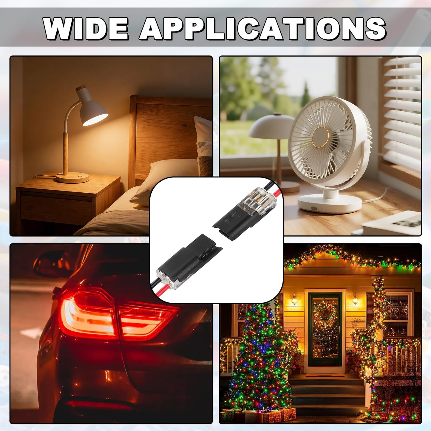 20Pcs Double Wire Plug in Connector, LED Light Strip Low Voltage Connectors 2 Pin with Locking Buckle - Quick Connect, No Wire Stripping Cutting
