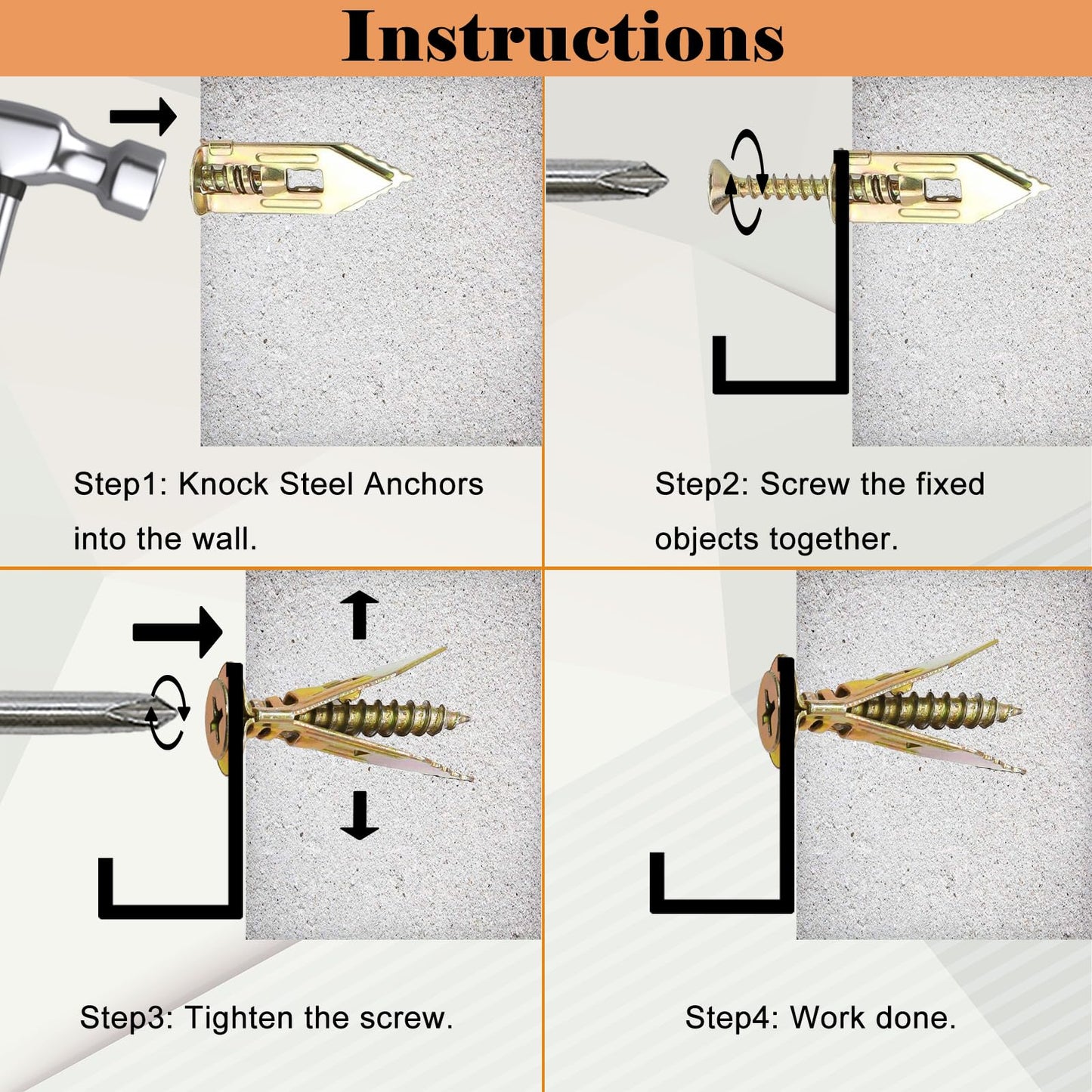Sunxeke 160 Pcs Self Drilling Drywall Anchors with Screws,80 Sheetrock Anchors (0.47x1.18 Inch) & 80 Zinc Expansion Screws,2025 Upgraded Zinc Plated Steel,No Drill Needed,Hold 66LB for Wall Hanging