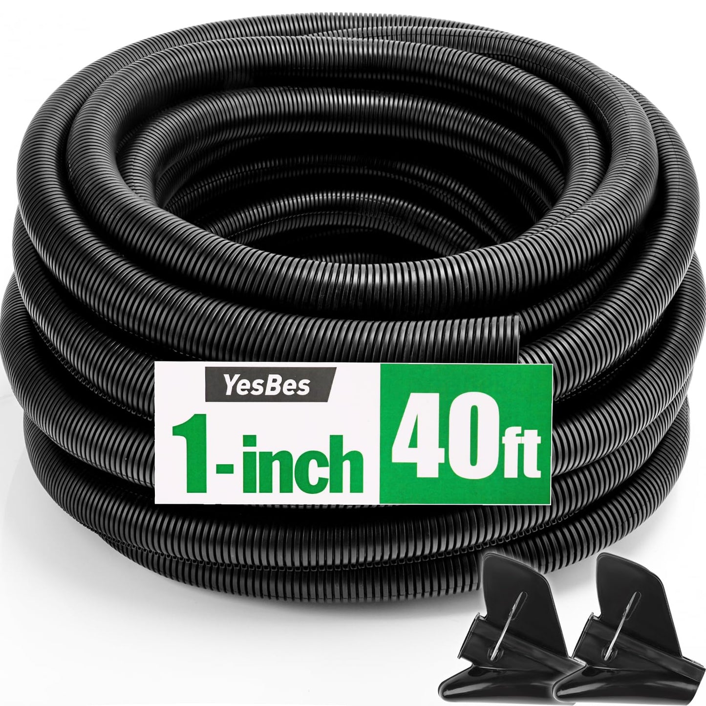 40 FT Wire Loom 1 Inch, Split Wire Loom Tubing Wire Conduit, Wire Protector Tubing – Black