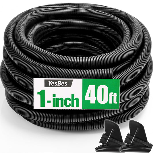 40 FT Wire Loom 1 Inch, Split Wire Loom Tubing Wire Conduit, Wire Protector Tubing – Black