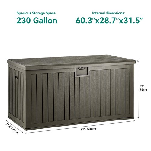 YITAHOME 230 Gallon Double-Wall Deck Box with Divider & Side Handles, Outdoor Large Storage for Patio Furniture Cushions, Garden Pool Accessories, Water Resistant & Lockable