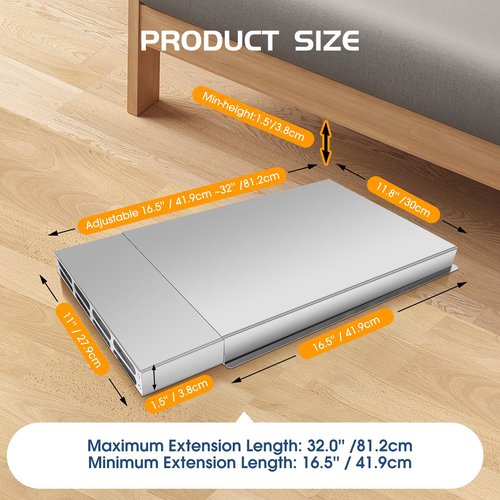 SHUUNDI Air Vent Extender for Under Furniture,Heavy-Duty 1.0mm Aluminum Alloy Floor Vent Deflector, Up to 12" Wide, Extends from 16.5"- 32", High Temp Resistance 570°F, Non-Flammable & No Odor