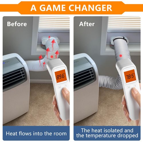 Portable AC Hose Insulation Sleeve, Portable Air Conditioners Insulated Hose Cover Wrap, Fit 5" & 5.9" Diameter Exhaust Hose, Easy Installation with 3*Adjustable Buckle Straps, Light Gray