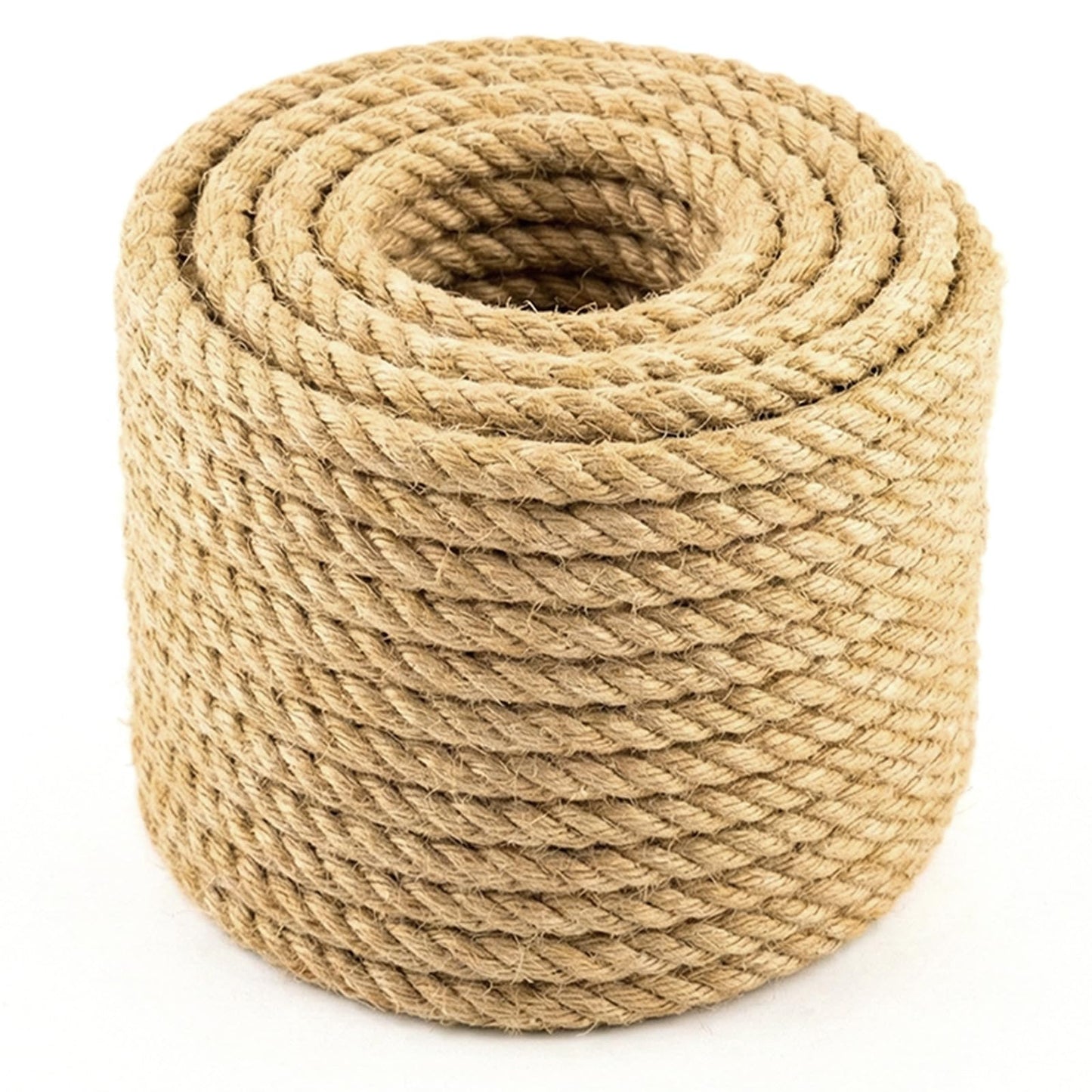 Jute Rope 1/2" x 50FT, 4 Ply 450LB Breaking Strength Heavy Duty Natural Jute Twine, 12mm Thick Craft Cord for Plant Climbing, Gift Wrapping, Bottle Crafting, Cat Tree, Rustic Wedding Decor