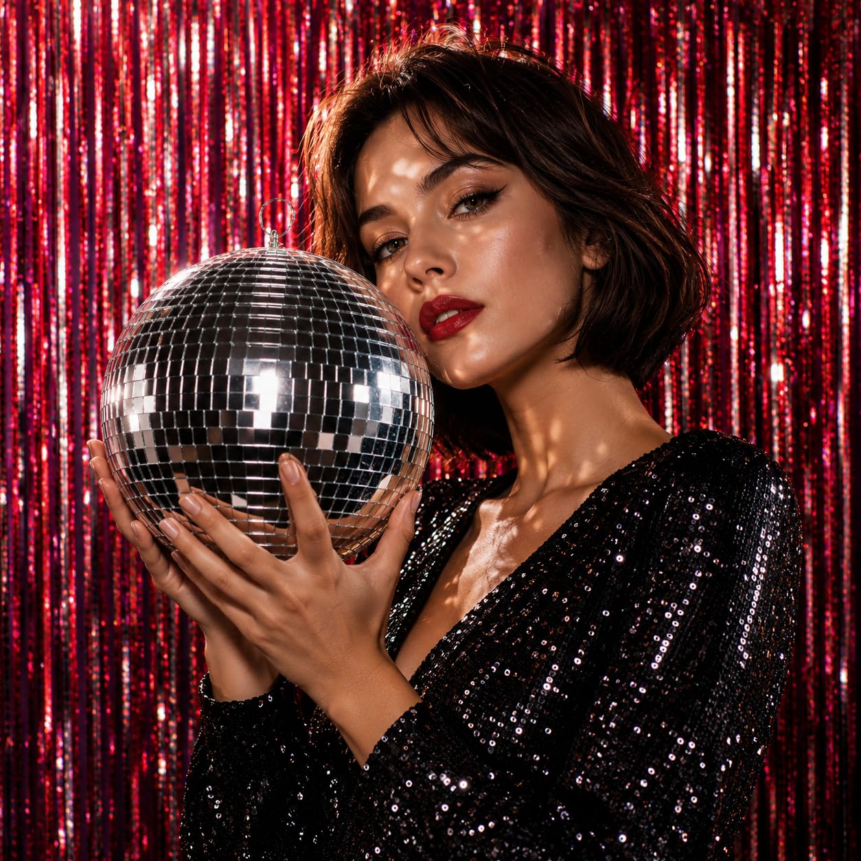 Alytimes Mirror Disco Ball - 8-Inch Cool and Fun Silver Hanging Party Disco Ball –Big Party Decorations, Party Design