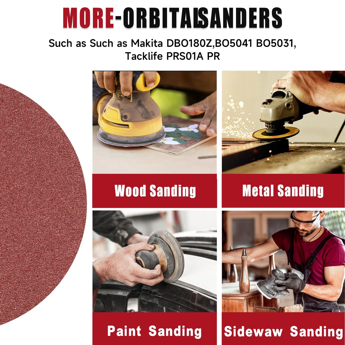 100 PCS 6 Inch Sanding Discs, Hook and Loop Sandpaper 20 x 60 80 120 240 400 Grit Set, Round Orbital Sand Paper Discs for Sander