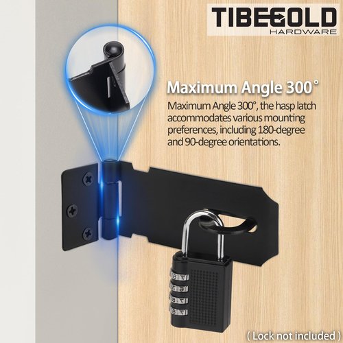 TIBEGOLD 3 Inch Door Lock Hasp Latch, Security Packlock Clasp Hasp Lock Latch, Stainless Steel Gate Lock Hasp for Outdoor Fence Gate,Barn Door, Cabinet, Drawer, Brushed Finish with Screws, 1 Pack