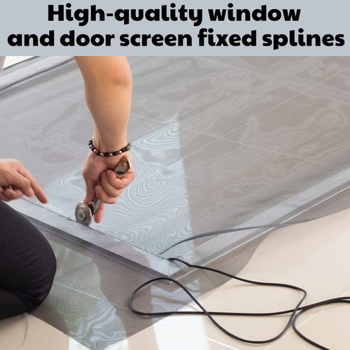 Frienda 250 ft Screen Spline, Replacement Black Window Screen Retainer Spline, Hollow Serrated Door and Window Mesh Shielding Holder for Mosquito Net Fixing, Rubber, Round(0.14 Inch)