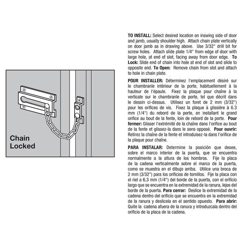 Prime-Line U 9852 Chain Door Guard, Stamped Steel w/Steel Chain, White Painted Finish (Single Pack)