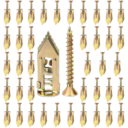 80 Pcs Metal Expansion Bolt for Drywall,Upgrade The Drywall Anchors,No Drill or Holes in Wall,Easy to Install and Widely Applied,40 Sheetrock Anchors & 40 Self Tapping Screws