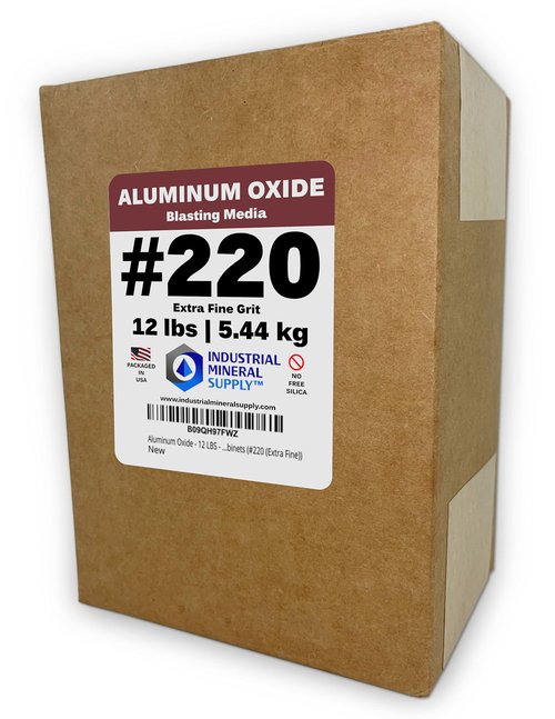 Aluminum Oxide - 12 LBS - Sand Blasting Abrasive Media for Sandblasters, Sandblast Guns and Blast Cabinets (#220 (Extra Fine))