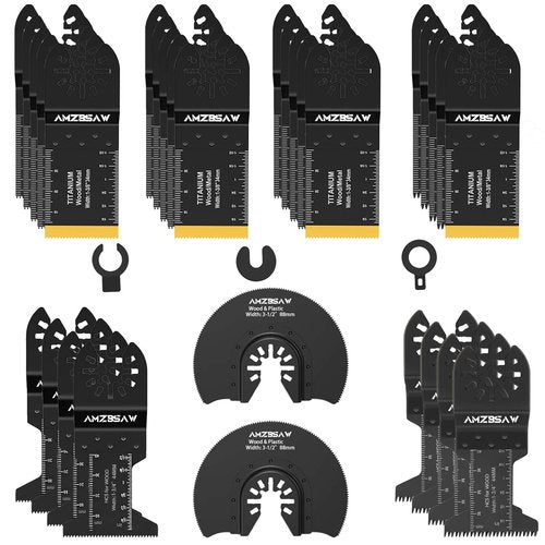 AMZBSAW 30 PCS Oscillating Tool Blades, 6 Types Oscillating Saw Blades for Metal Nails and Wood Plastic, Professional Multi Tool Blades Kits Fit Bosch Dewalt Ryobi Milwaukee
