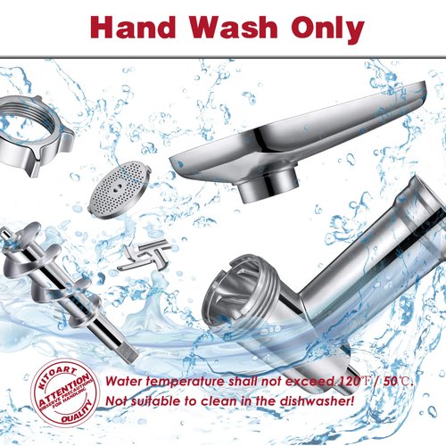 Metal Food Grinder Attachments for KitchenAid Stand Mixers, Meat Grinder, Sausage Stuffer, Perfect Mixer Attachment for KitchenAid Mixers, Silver(Machine/Mixer Not Included)