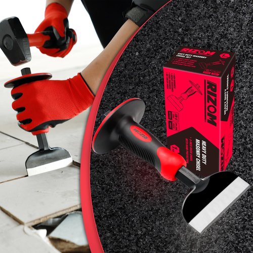 Rizom 8-Inch Rock Chisel, Ston Chisel with Hand Protection, Heavy Duty Masonry Chisel for Carving Scaling Breaking Hounding